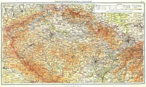 Mapa Československa z roku 1957