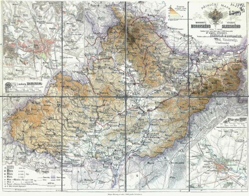 Mapa Moravy z roku 1888 podle Schobera